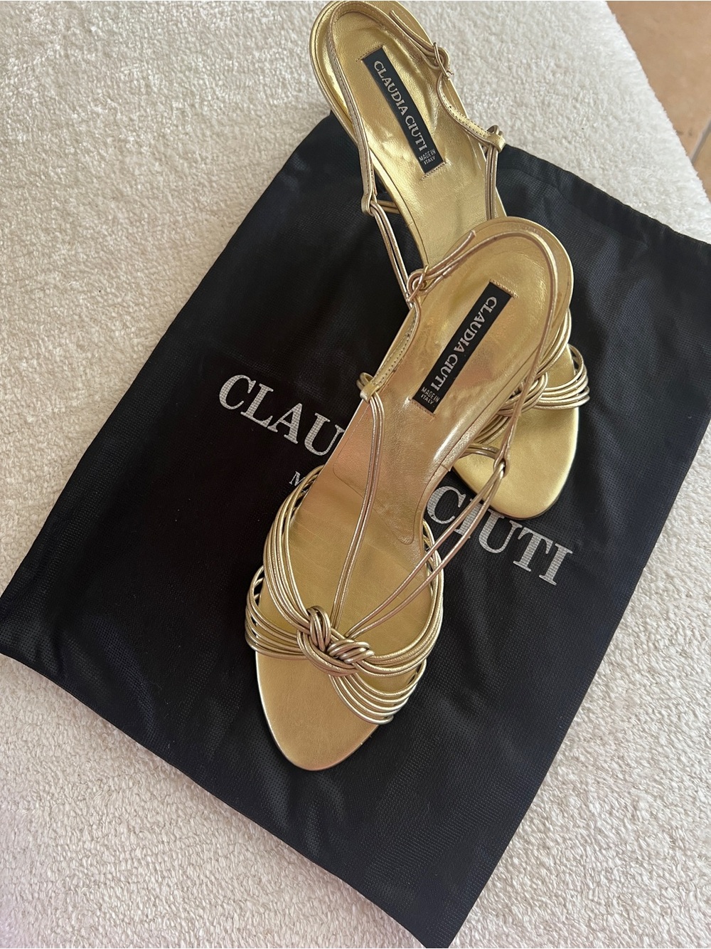 Gold Strappy Knot Sandals - Women's